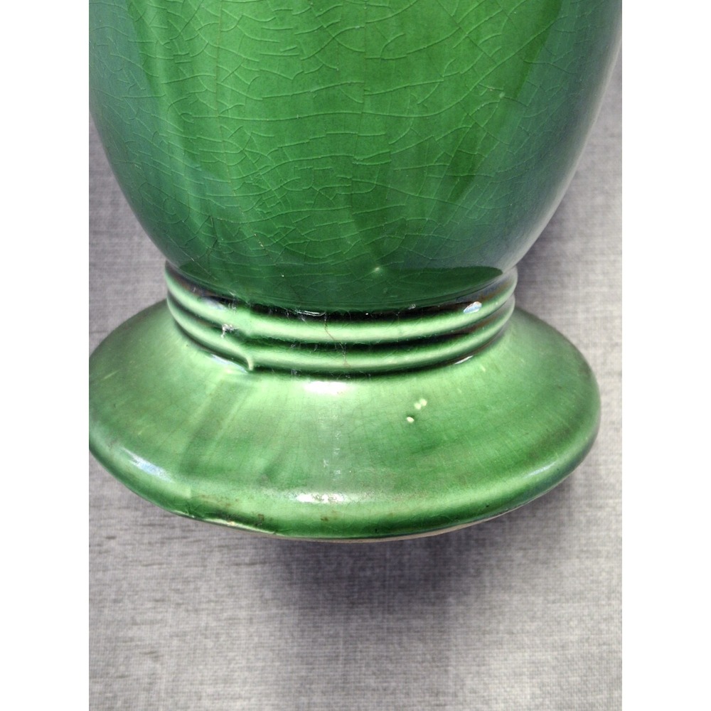 Vintage McCoy Pottery Green Ribbed Vase Tab Handles USA Art Pottery Mid Century - Picture 5 of 11